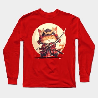 samurai cat Long Sleeve T-Shirt